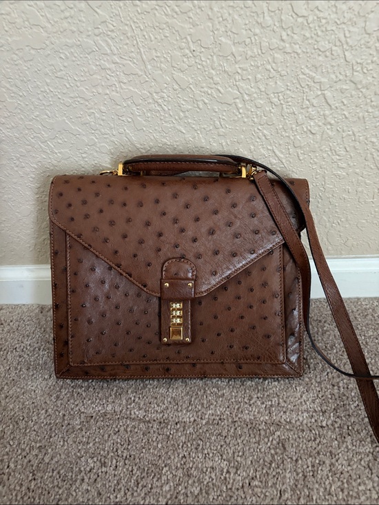 Gianmarco Lorenzi Handbags - Gianmarco Lorenzi Ostrich Leather Top-Handle Crossbody Bag made in ITALY New